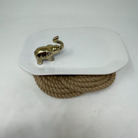 Nate Berkus for Target Tray White Metallic Gold Elephant Trunk Up Jewelry Dish - Picture 2 of 9